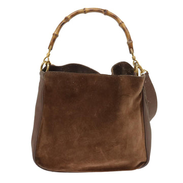 GUCCI Bamboo Shoulder Bag Suede 2way Brown ac2140