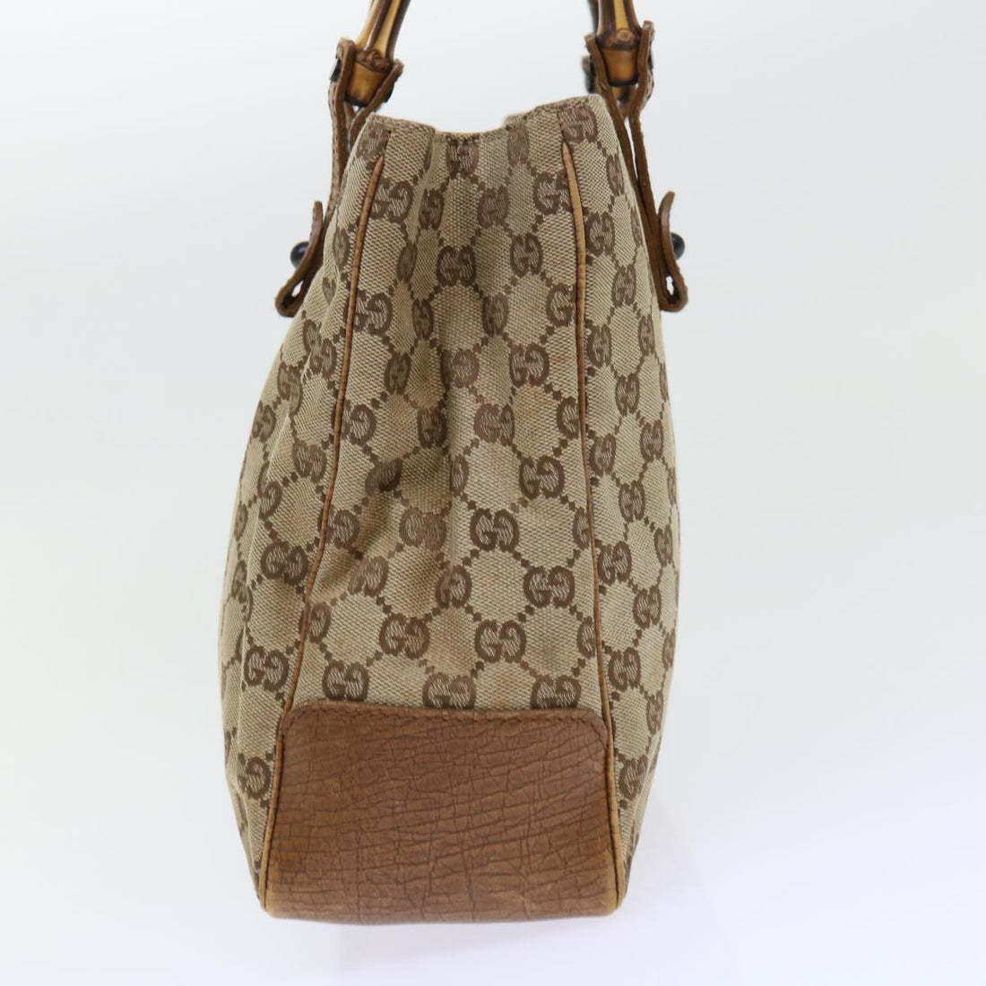 GUCCI GG Canvas Bamboo Shoulder Bag Canvas Leather Black 112526 ac2174