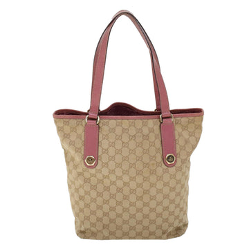 GUCCI GG Canvas Shoulder Bag Canvas Leather Beige Pink ac2175