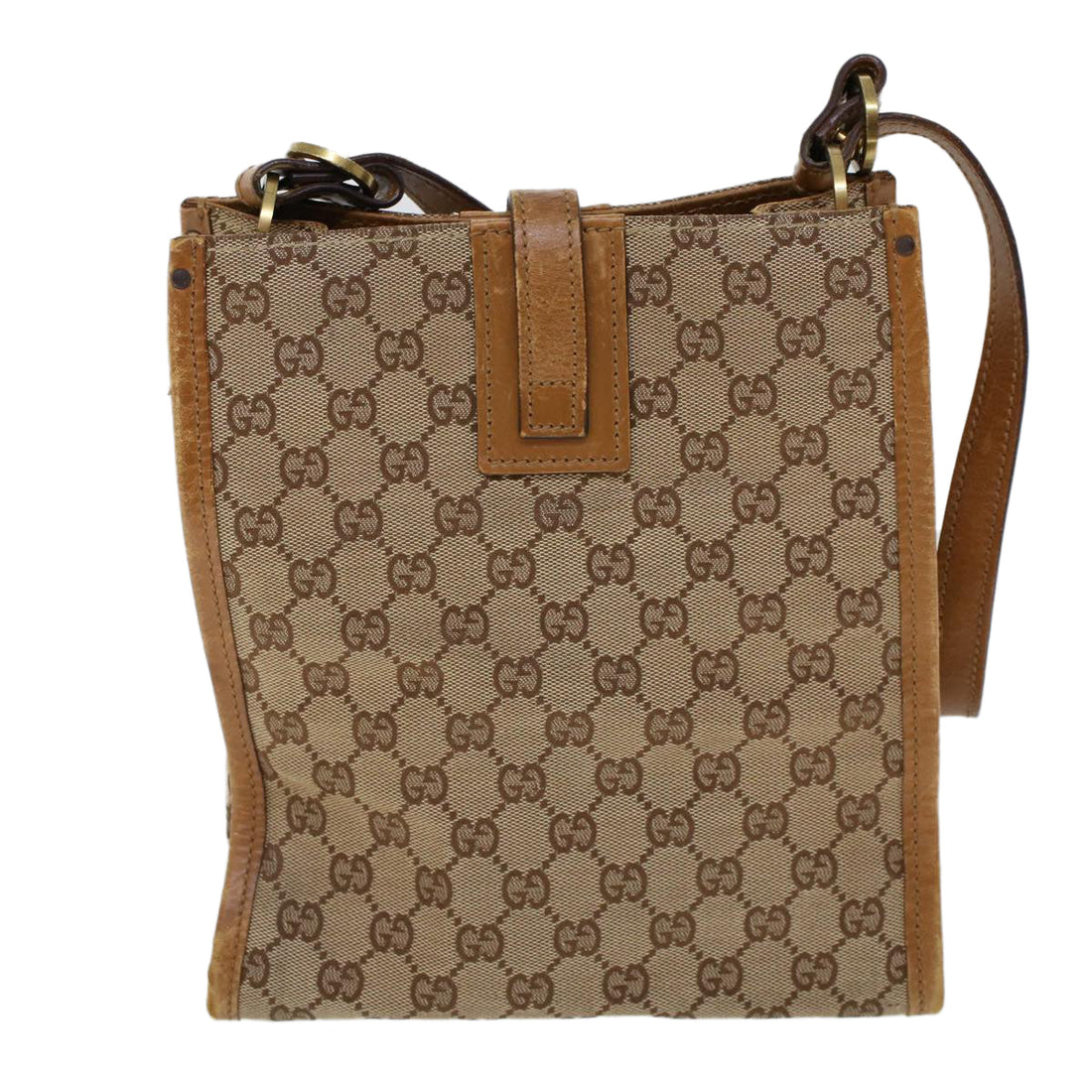 GUCCI GG Canvas Shoulder Bag Canvas Leather Beige Brown 110292 ac2178