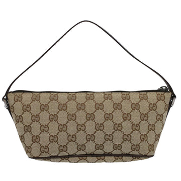 GUCCI GG Canvas Accessory Pouch Leather Beige 07198 ac2192