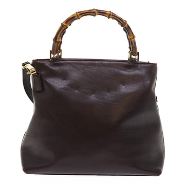 GUCCI Bamboo Hand Bag Leather 2way Brown 002 2058 0508 0 ac2195