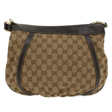 GUCCI GG Canvas Shoulder Bag Leather Beige 203257 ac2198