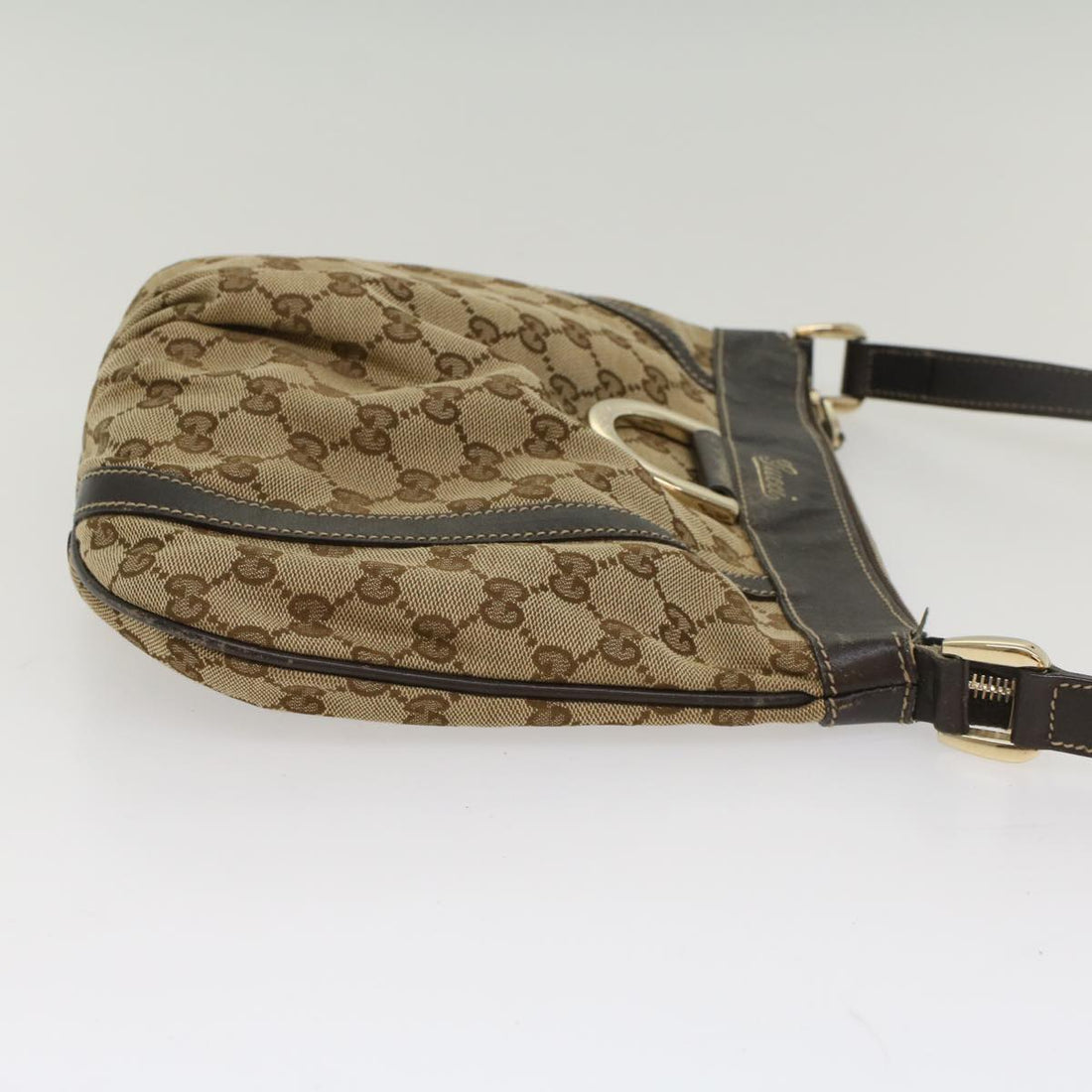 GUCCI GG Canvas Shoulder Bag Leather Beige 203257 ac2198