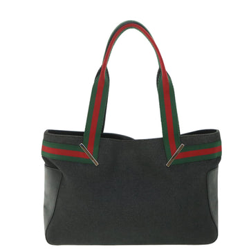 GUCCI Web Sherry Line Tote Bag Canvas Black Red Green 73983 ac2351