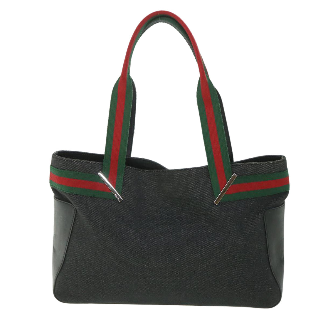 GUCCI Web Sherry Line Tote Bag Canvas Black Red Green 73983 ac2351