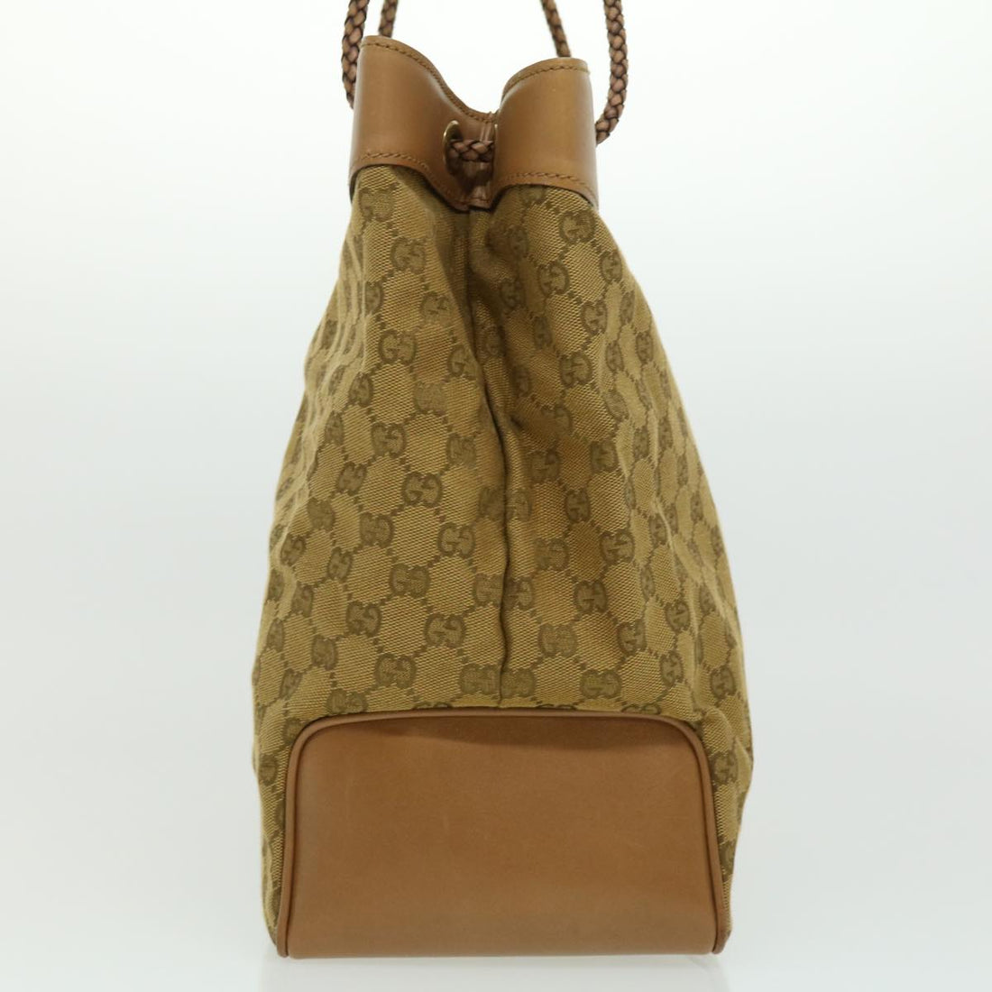 GUCCI GG Canvas Tote Bag Brown Gold ac905