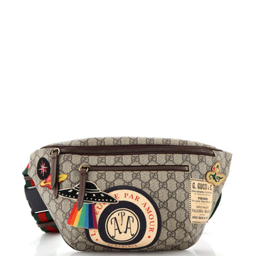 Courrier Zip Belt Bag GG Coated Canvas with Applique