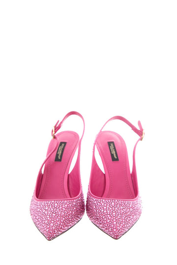 Dolce & Gabbana Pink leather Crystal Embellished Heels SZ 37.5