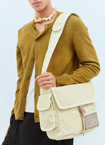 Acne Studios Men Leather Patch Messenger Bag