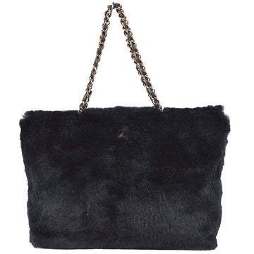 Chanel 2000-2001 Chain Tote 35 Black Fur