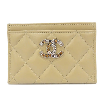 CHANEL Classic Matrasse Classical Card Case Leather Beige AP3990
