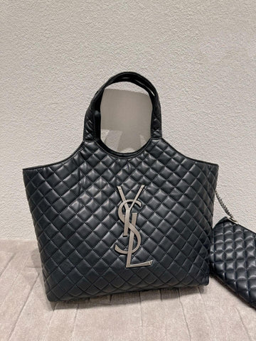 Makersluxe - Icare Maxi Shopping Bag In Quilted Lambskin Black