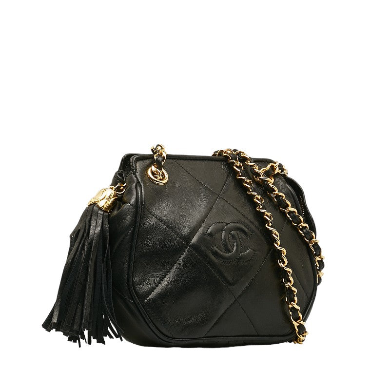 CHANEL Vintage Chain Shoulder Bag in Lambskin Black
