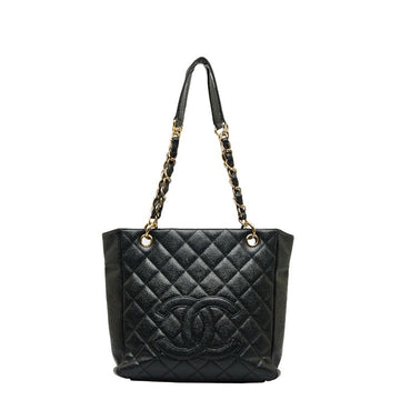 Chanel Cocomark Mattress PT Tortoise Chain Handbag Black Gold Caviar S  CHANEL