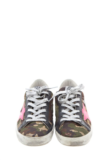 Golden Goose Camo Pink Star Super-Star Sneakers SZ 37