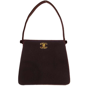 Chanel * 1997-1999 Dark Brown Velvet Double Sided Turnlock Handbag