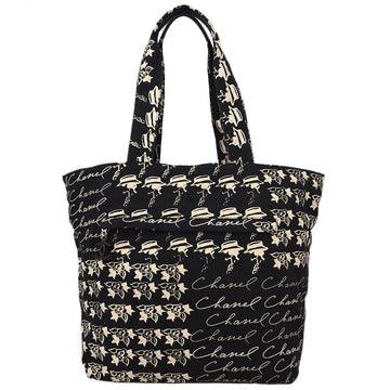 Chanel 2005-2006 Black Camellia Drawstring Tote Bag
