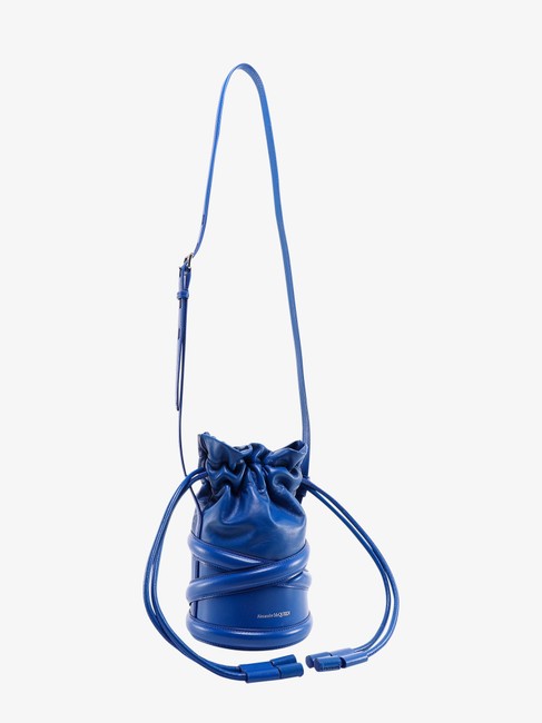Alexander Mcqueen Women The Soft Curve Blue Calfskin Leather Cross Body Bag