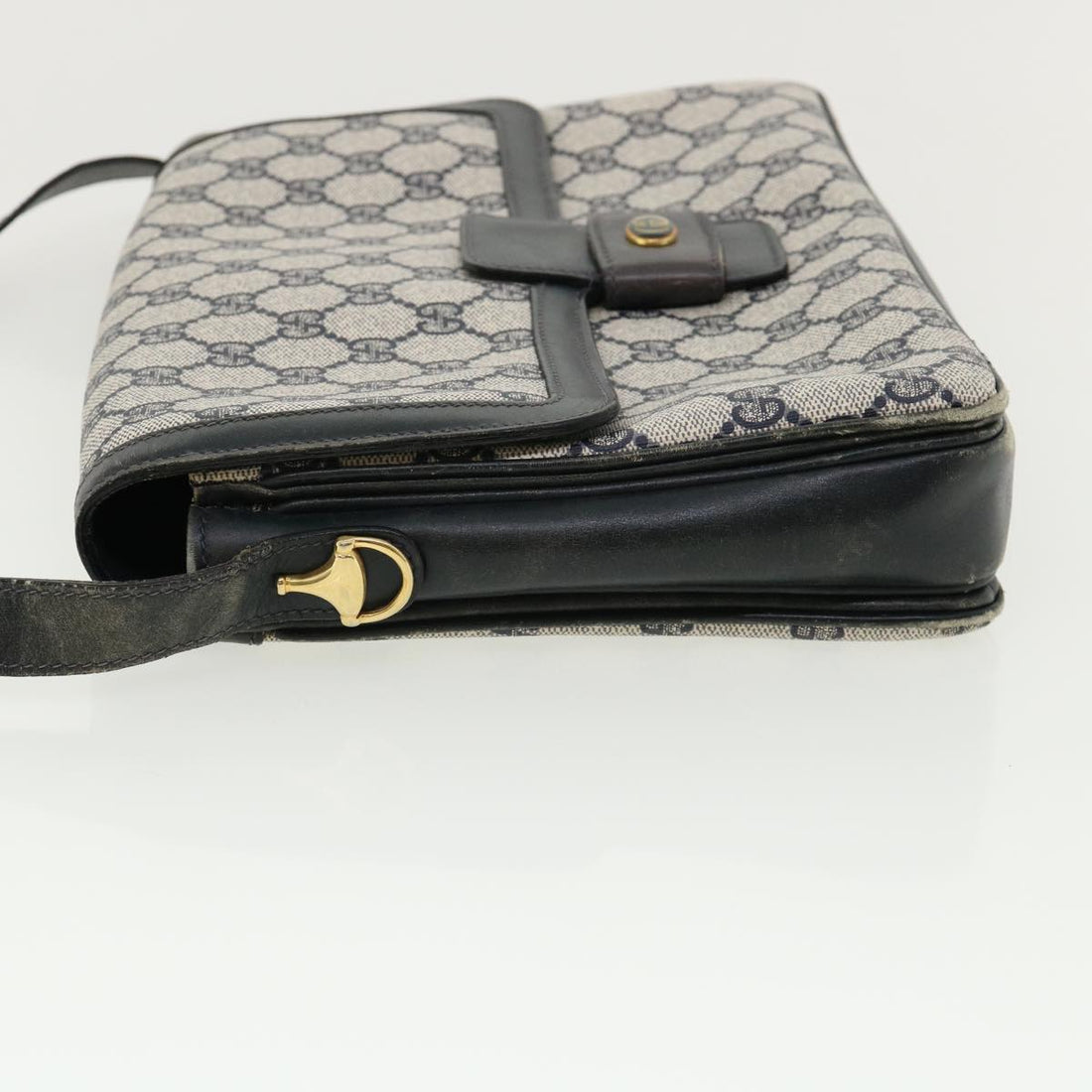 GUCCI GG Canvas Shoulder Bag PVC Leather Navy am3194