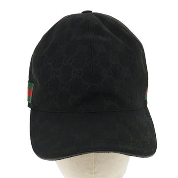 GUCCI Web Sherry Line GG Canvas Cap Black Green Red am3454
