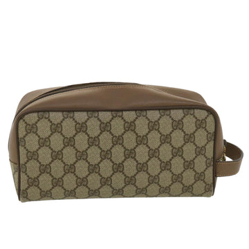 GUCCI GG Canvas Clutch Bag PVC Leather Beige am3609