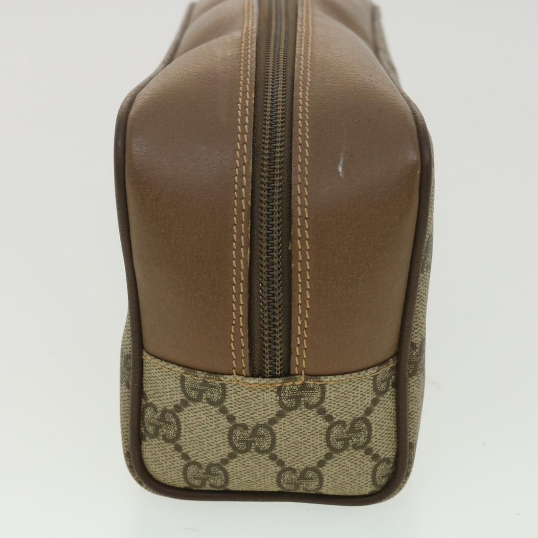 GUCCI GG Canvas Clutch Bag PVC Leather Beige am3609