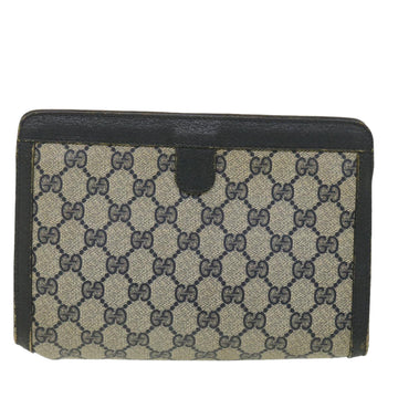 GUCCI GG Canvas Sherry Line Clutch Bag Gray Red Navy 89.01.032 am4045