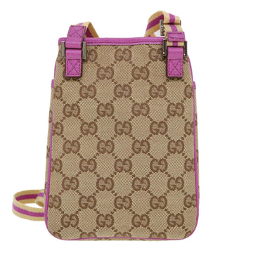 GUCCI GG Canvas Sherry Line Shoulder Bag Beige Pink 141863 am4134