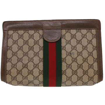 GUCCI GG Canvas Web Sherry Line Clutch Bag Beige Red Green 8901002 am4170