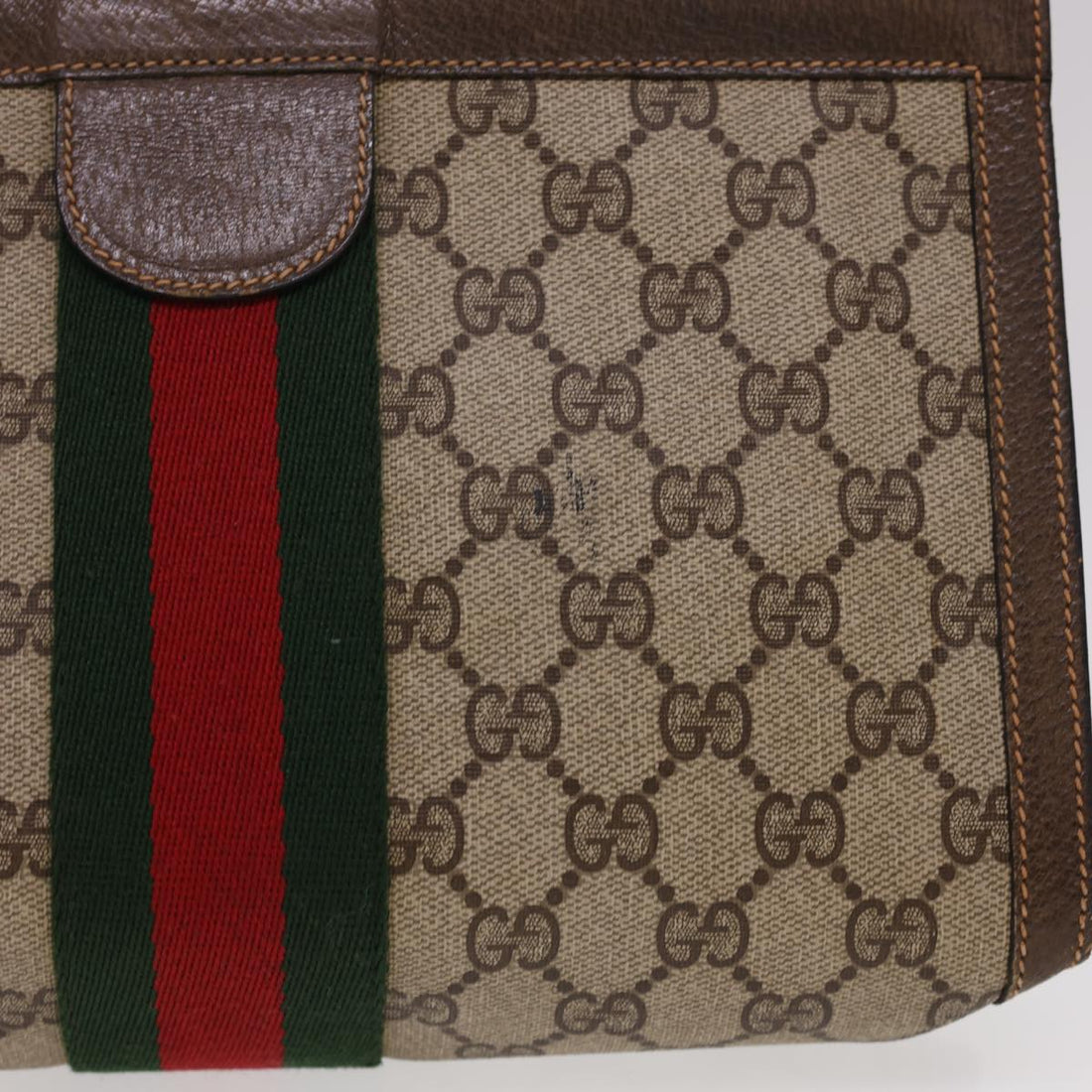 GUCCI GG Canvas Web Sherry Line Clutch Bag Beige Red Green 8901002 am4170