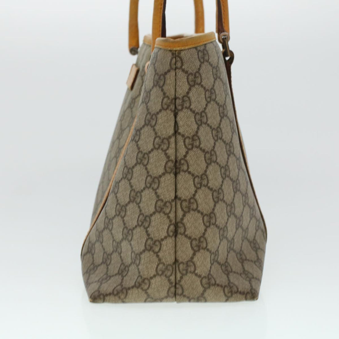 GUCCI GG Canvas Tote Bag PVC Leather Beige am4287