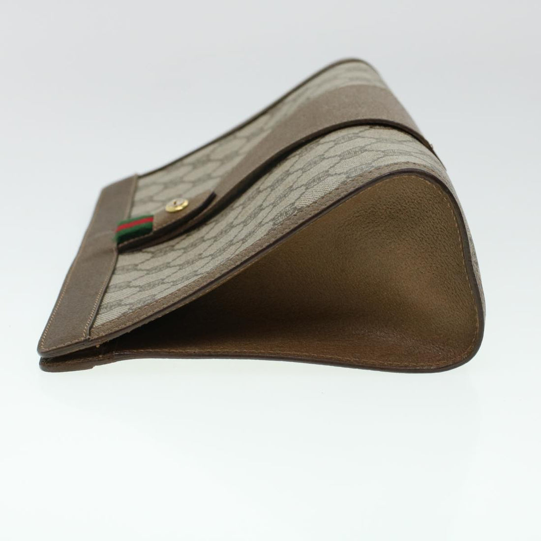 GUCCI GG Canvas Web Sherry Line Clutch Bag Beige Red Green 8901033 am4321