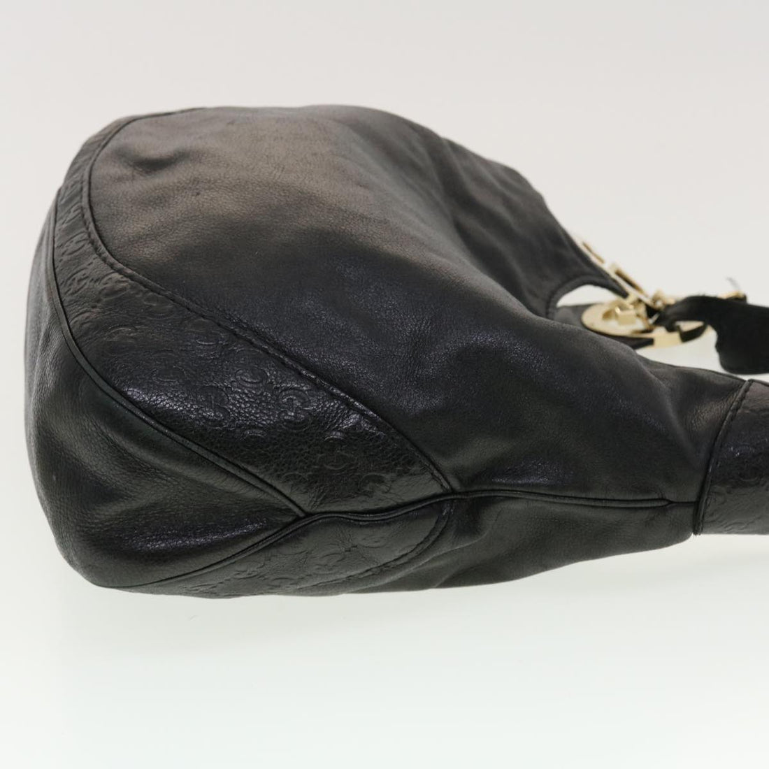 GUCCI GG Canvas Guccissima Shoulder Bag Leather Black 203503 am4377