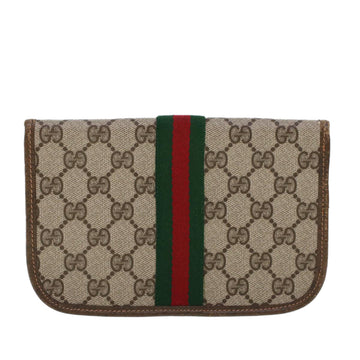 GUCCI GG Canvas Web Sherry Line Pouch Beige Red Green 89.01.021 am4415