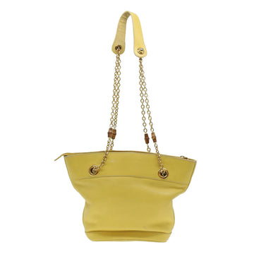GUCCI Bamboo Chain Shoulder Bag Leather Yellow am4418