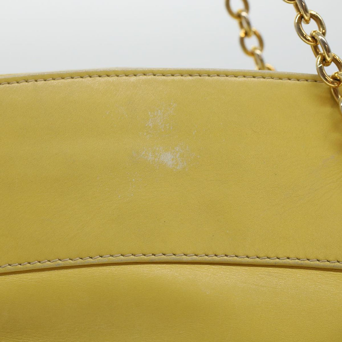 GUCCI Bamboo Chain Shoulder Bag Leather Yellow am4418