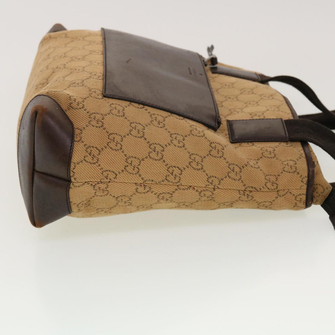 GUCCI GG Canvas Tote Bag Leather Beige 28893 am4545