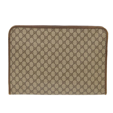 GUCCI GG Canvas Clutch Bag PVC Leather Beige 89.20.004 am4697