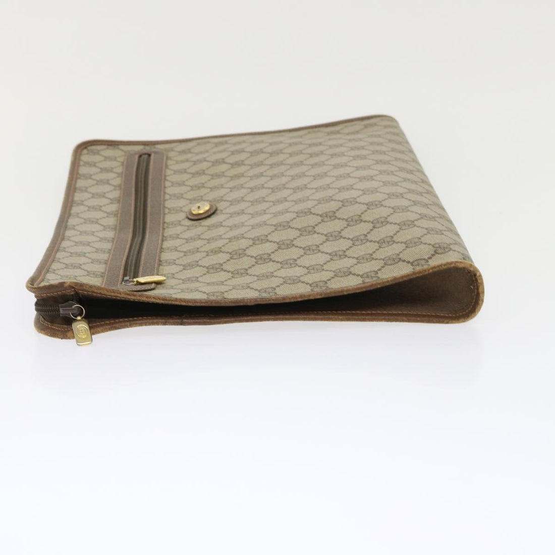 GUCCI GG Canvas Clutch Bag PVC Leather Beige 89.20.004 am4697