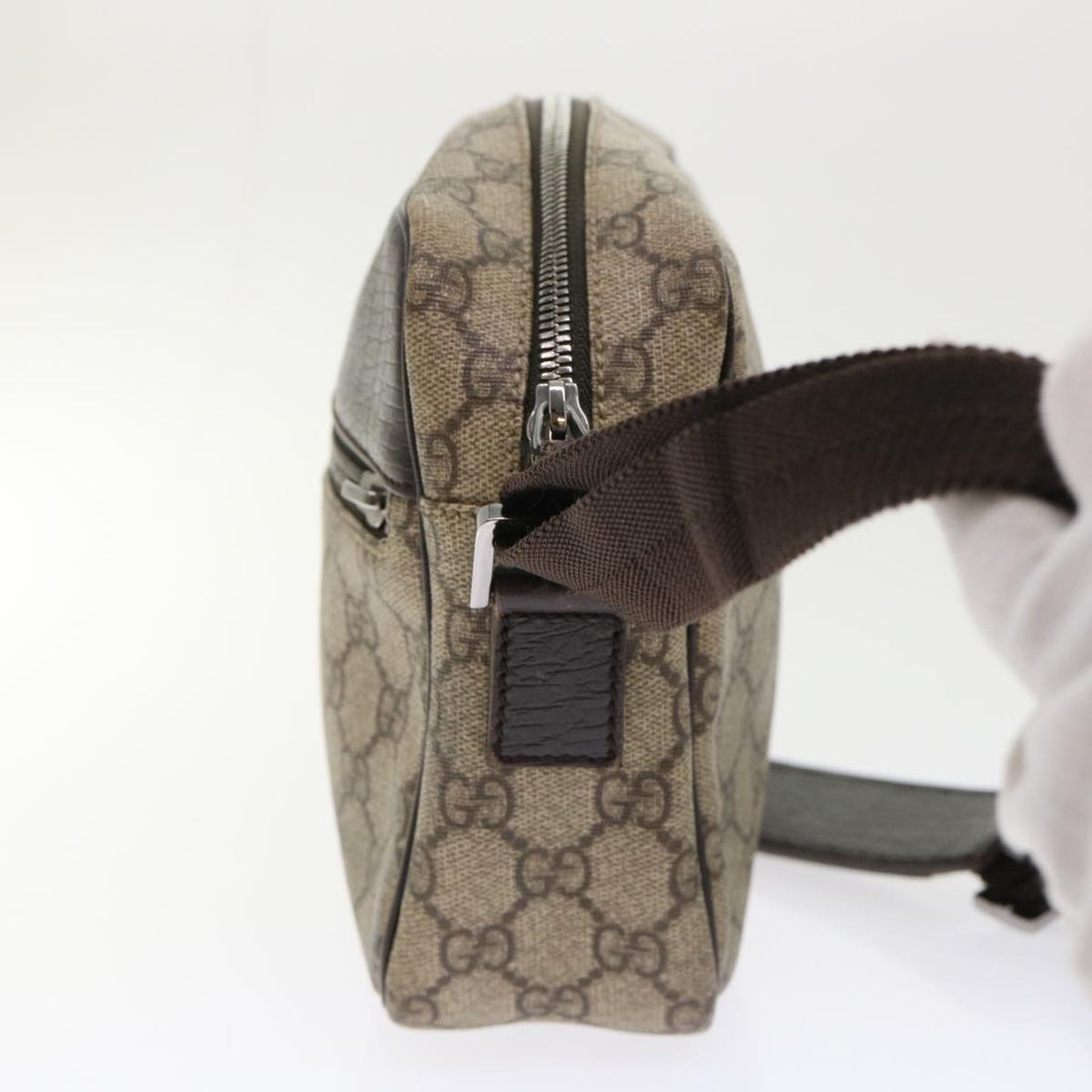 GUCCI GG Canvas Shoulder Bag PVC Leather Beige 114291 am4698