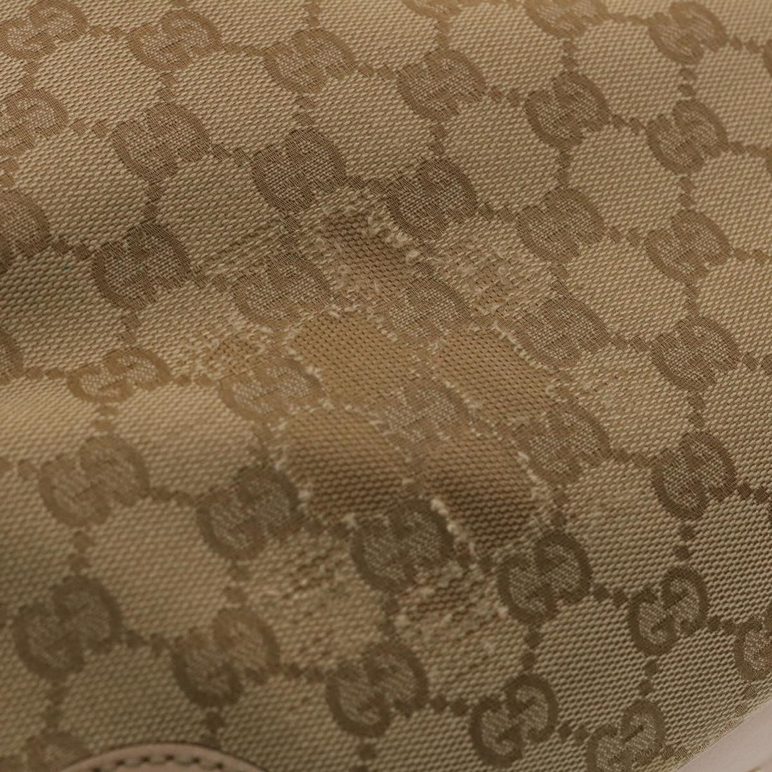 GUCCI GG Canvas Tote Bag Leather Beige 163805 am4729