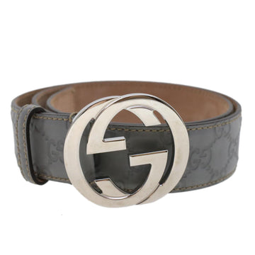 GUCCI GG Canvas interlocking Guccissima Belt 37.4"" Gray 114984 am4766