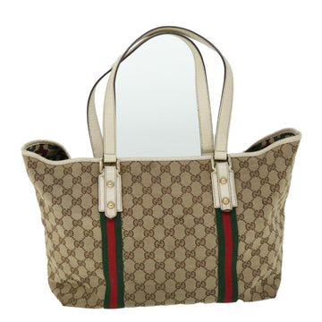 GUCCI GG Canvas Web Sherry Line Tote Bag Beige Red Green 139260 am5008
