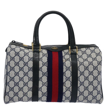 GUCCI GG Supreme Sherry Line Boston Bag PVC Leather Red Navy 40 3842 am5274