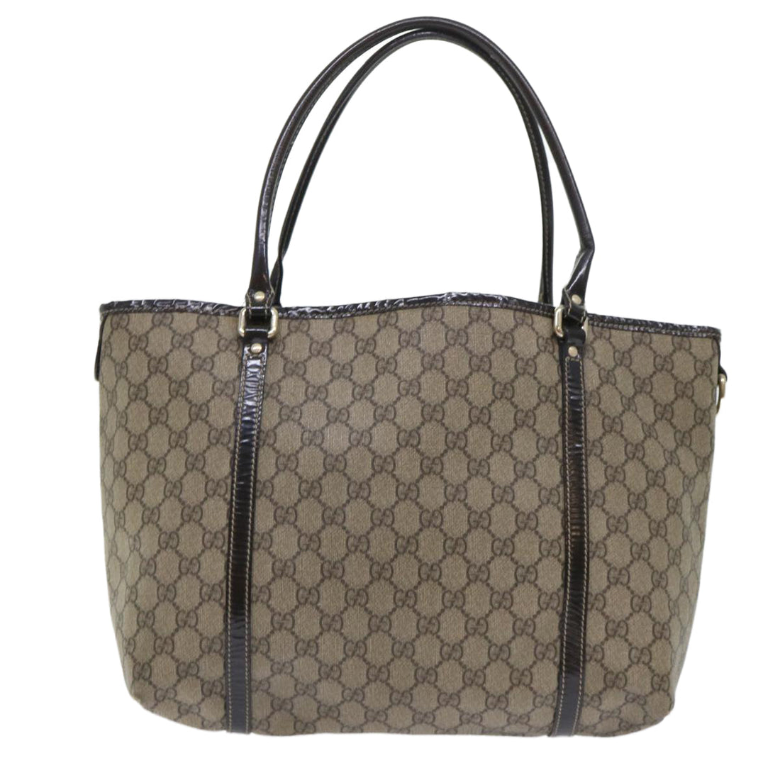 GUCCI GG Canvas Tote Bag PVC Leather Beige 197953 ar10063