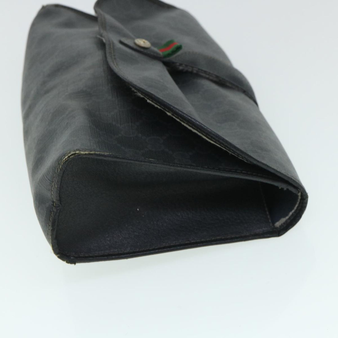 GUCCI GG Canvas Web Sherry Line Clutch Bag Black Red Green ar10175