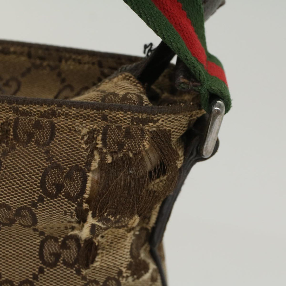 GUCCI GG Canvas Web Sherry Line Shoulder Bag Beige Red Green 189749 ar10203