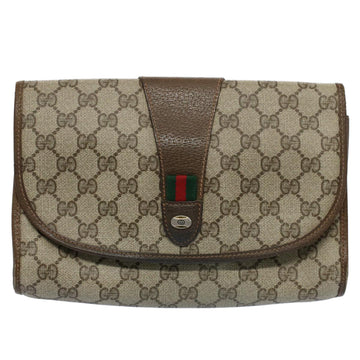 GUCCI GG Canvas Web Sherry Line Clutch Bag Beige Red 89.01.030 ar10211