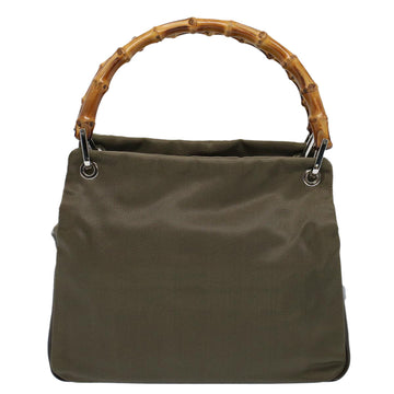 GUCCI Bamboo Hand Bag Nylon Canvas Khaki 000 1014 0575 5 ar10278